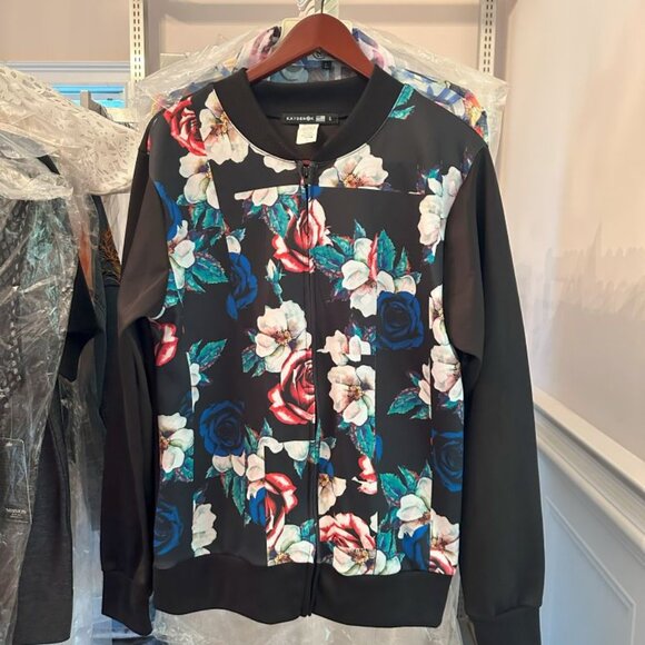 KDNK   KSB-107 Floral Flower Print Track Jacket - Picture 2 of 2